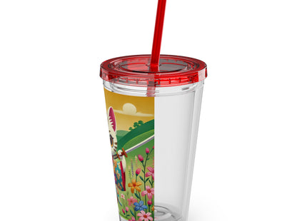 Samurai Kitten Sunsplash Tumbler with Straw, 16oz