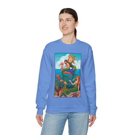 Three Mermaids with Strings of Pearls by Carlo Chiostri Heavy Blend™ Crewneck Sweatshirt