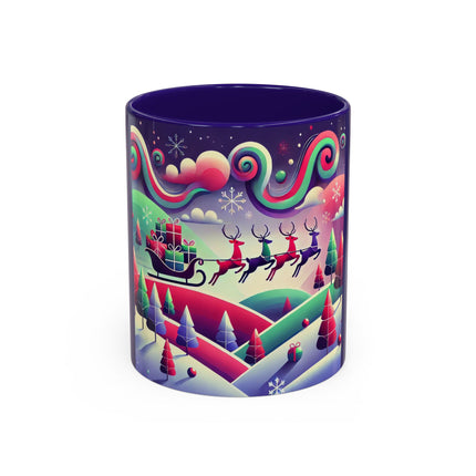 Festive Reindeer Flight Colorful Mugs (11oz, 15oz)