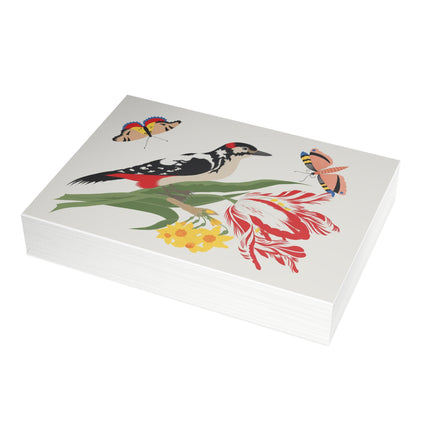 Woodpecker & Tulip Greeting Card – Vibrant Energy & Cheerful Charm
