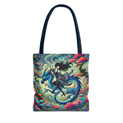 Mystic Guardian of the Sky Tote Bag – Warrior Fairy & Turquoise Dragon