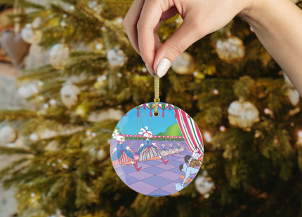 Dancing Puppets Glass Ornament