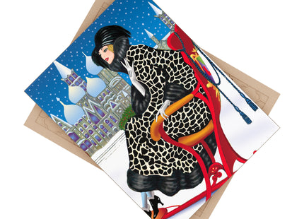 Elegant Winter Woman in Sleigh Ceramic Tile