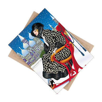 Elegant Winter Woman in Sleigh Ceramic Tile