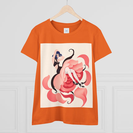 🌹🖤 The Lady Of The Blushing Rose Cotton Tee – Art Deco Fashion Illustration
