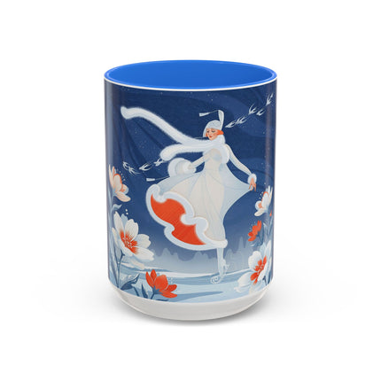 ❄️⛸️ The Winter Skater’s Flight Colorful Mug – Art Deco Floral Fantasy
