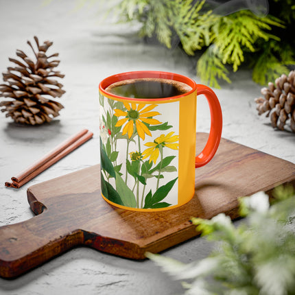 Clerodendrum & Rudbeckia Flower by Tanigami Kônan Colorful Mugs (11oz, 15oz)