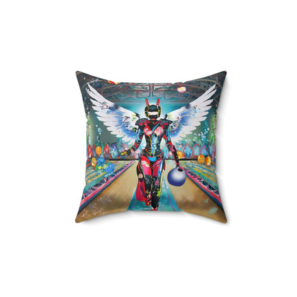 Samurai Robot Angels Spun Polyester Square Pillow