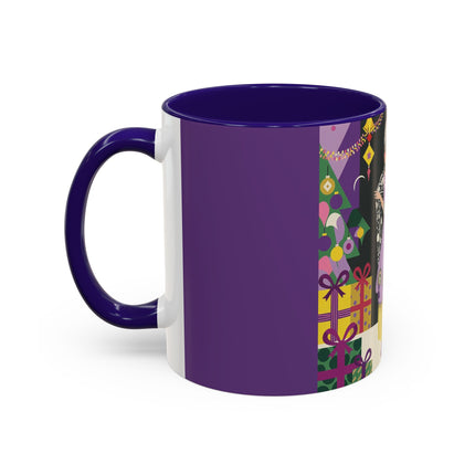 🎁✨ The Lavender Christmas Masquerade Colorful Mug – Art Deco Holiday Fantasy