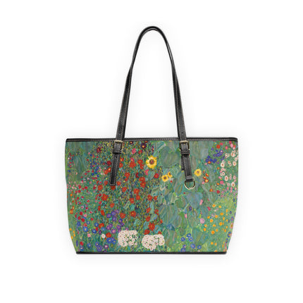 Farm Garden with Sunflowers by Gustav Klimt PU Leather Shoulder Bag