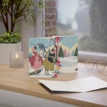 🦚❄️ The Ladies Of The Winter Aviary Greeting Card – Art Deco Holiday Fantasy