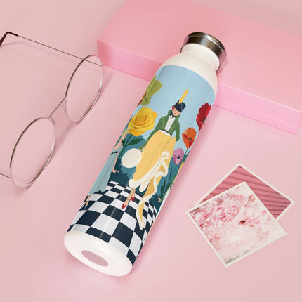 🌺👒 The Lady Of The Grand Flower Garden Slim Water Bottle – Art Deco Garden Whimsy