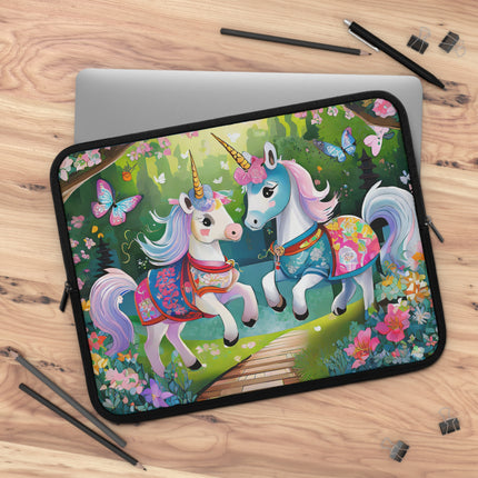 Baby Unicorns and Fluttering Butterflies Laptop Sleeve