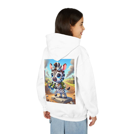 Zebra Lookout Youth Hooded Sweatshirt – Adventure, Curiosity & Explorer Spirit