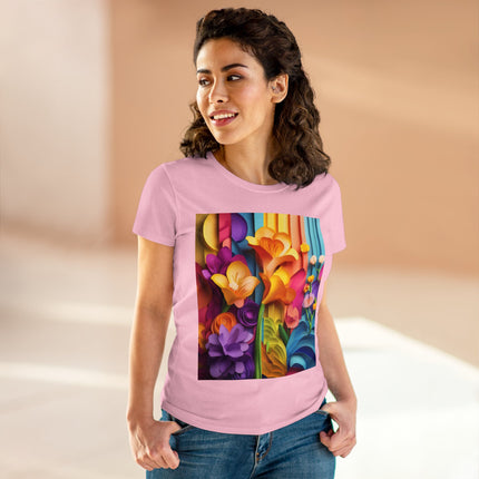 The Graceful Freesia Women's Midweight Cotton Tee