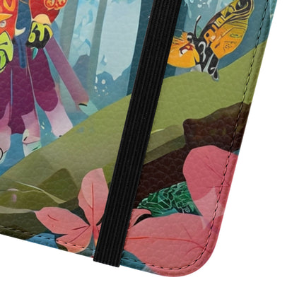🦖🦋 Colorful Raptor Flip Case – Butterfly Wonder & Forest Adventure