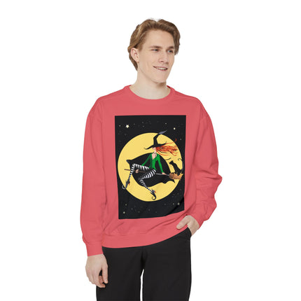 A Witch’s Moonlit Flight Unisex Garment-Dyed Sweatshirt