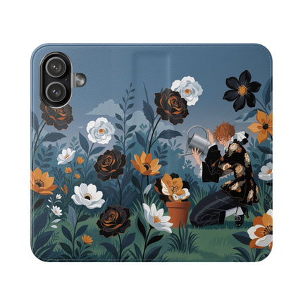 🌹💧 The Midnight Garden Keeper Flip Case – Art Deco Floral Fantasy