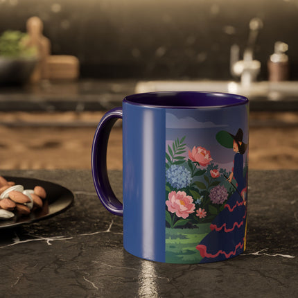The Lady Of The Garden Stroll Colorful Mugs – Art Deco Botanical Elegance
