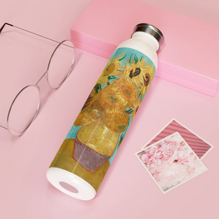 Vase with Twelve Sunflowers by Vincent Van Gogh Slim Water Bottle