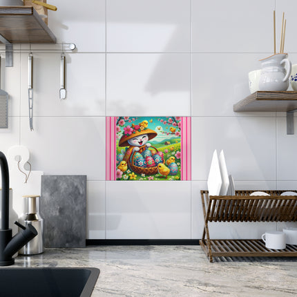 Geisha Kitten’s Easter Delight Ceramic Tile