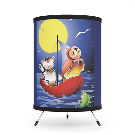 Embarking on a Moonlit Journey Tripod Lamp