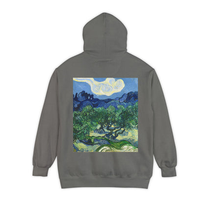 Olive Trees by Vincent Van Gogh Unisex Garment-Dyed Hoodie