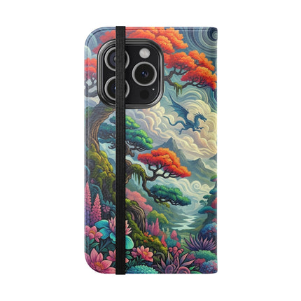 Mystic Guardian of the Sky Flip Case – Warrior Fairy & Turquoise Dragon