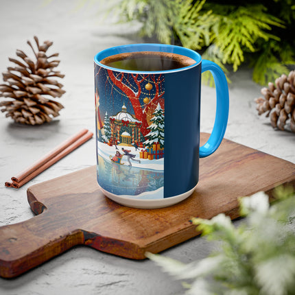 ⛸️🎄 The Christmas Skating Pavilion Colorful Mug – Art Deco Holiday Fantasy