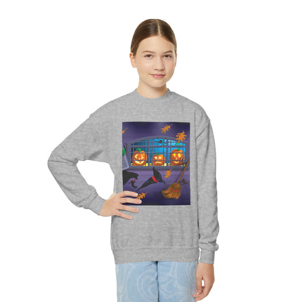 Whimsical Halloween Mischief Youth Crewneck Sweatshirt