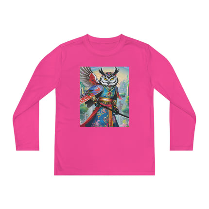 Cyberpunk Samurai Owl Youth Long Sleeve Competitor Tee – Futuristic Warrior & Neon Adventure