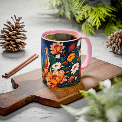 🌺🐦 The Enchanted Birdcage Garden Colorful Mug – Art Deco Floral Fantasy
