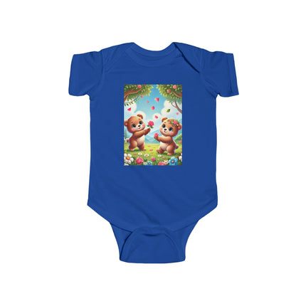 Petals and Paws Baby Bodysuit – Teddy Bear Garden Friendship Design