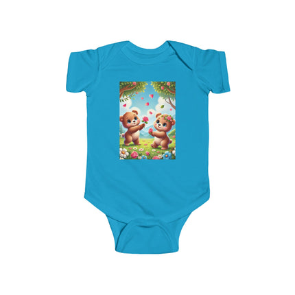 Petals and Paws Baby Bodysuit – Teddy Bear Garden Friendship Design