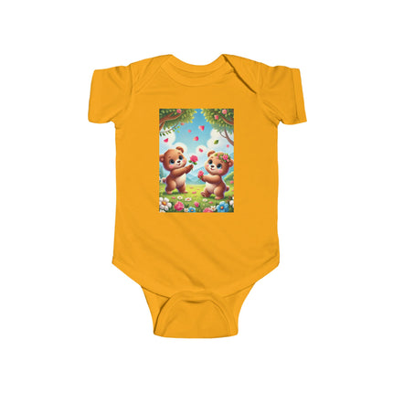 Petals and Paws Baby Bodysuit – Teddy Bear Garden Friendship Design