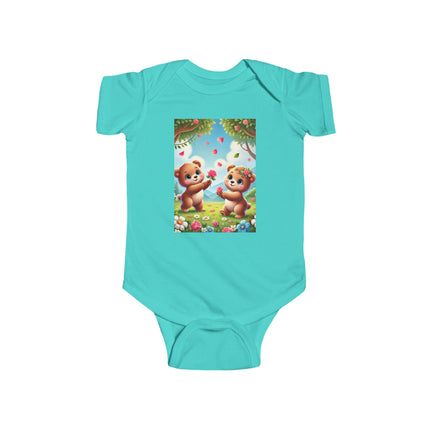 Petals and Paws Baby Bodysuit – Teddy Bear Garden Friendship Design