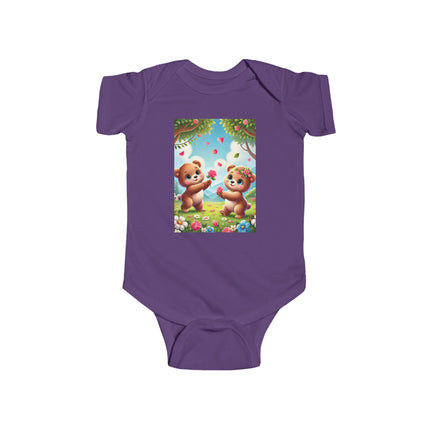 Petals and Paws Baby Bodysuit – Teddy Bear Garden Friendship Design