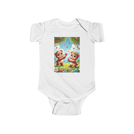 Petals and Paws Baby Bodysuit – Teddy Bear Garden Friendship Design
