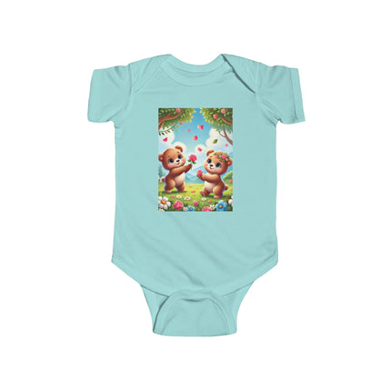 Petals and Paws Baby Bodysuit – Teddy Bear Garden Friendship Design