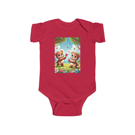 Petals and Paws Baby Bodysuit – Teddy Bear Garden Friendship Design