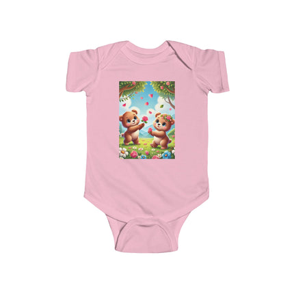 Petals and Paws Baby Bodysuit – Teddy Bear Garden Friendship Design