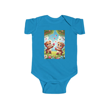 Petals and Paws Baby Bodysuit – Teddy Bear Garden Friendship Design