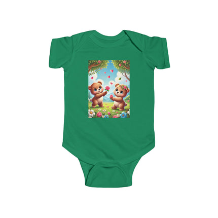 Petals and Paws Baby Bodysuit – Teddy Bear Garden Friendship Design