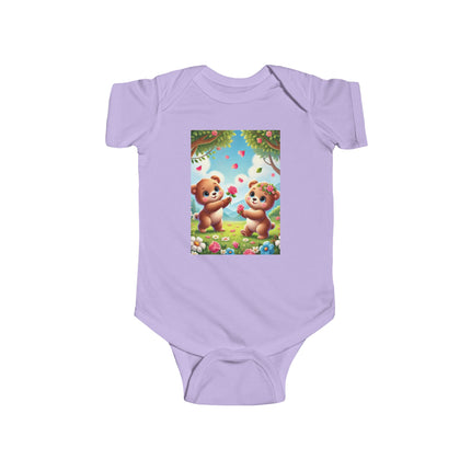 Petals and Paws Baby Bodysuit – Teddy Bear Garden Friendship Design