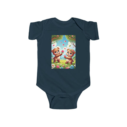 Petals and Paws Baby Bodysuit – Teddy Bear Garden Friendship Design