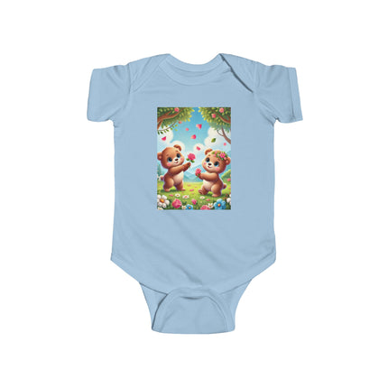 Petals and Paws Baby Bodysuit – Teddy Bear Garden Friendship Design