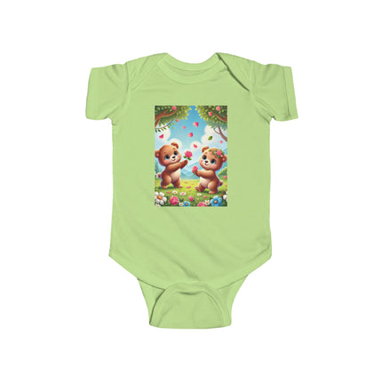 Petals and Paws Baby Bodysuit – Teddy Bear Garden Friendship Design
