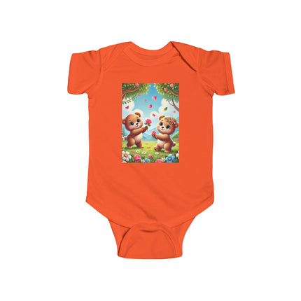 Petals and Paws Baby Bodysuit – Teddy Bear Garden Friendship Design