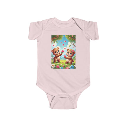 Petals and Paws Baby Bodysuit – Teddy Bear Garden Friendship Design