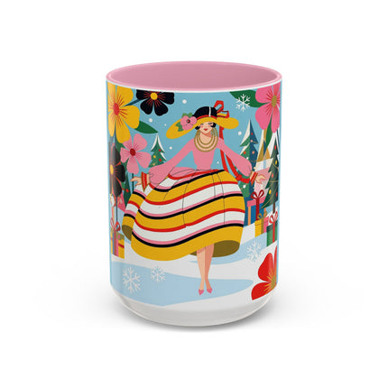 🌼🎄 The Christmas Blossom Belle Colorful Mug – Colorful Art Deco Holiday Fantasy